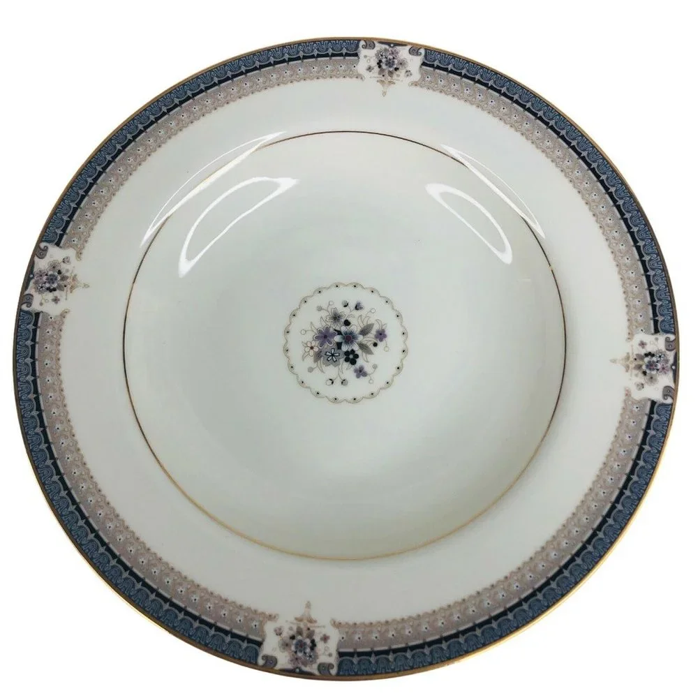 5‎ Mikasa Grande Ivory Tropez Rim Soup Bowls L5504 Japan 8 1/2” VTG Gray Floral